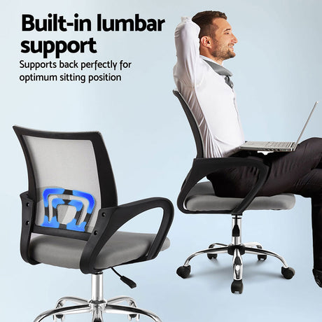 Artiss Grey Mid Back Mesh Office Chair