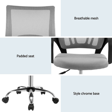 Artiss Grey Mid Back Mesh Office Chair