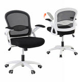 Northam black and white mesh office chair with flip up armrests and nylon base