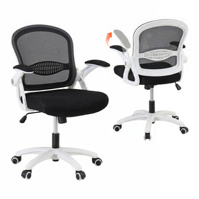 Northam black and white mesh office chair with flip up armrests and nylon base