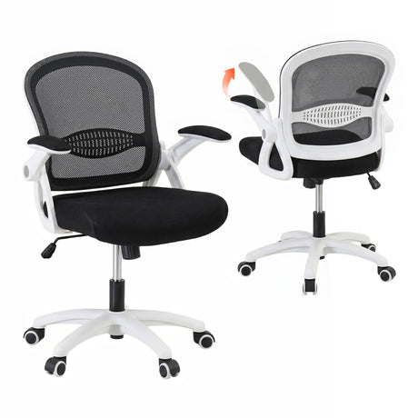 Northam black and white mesh office chair with flip up armrests and nylon base
