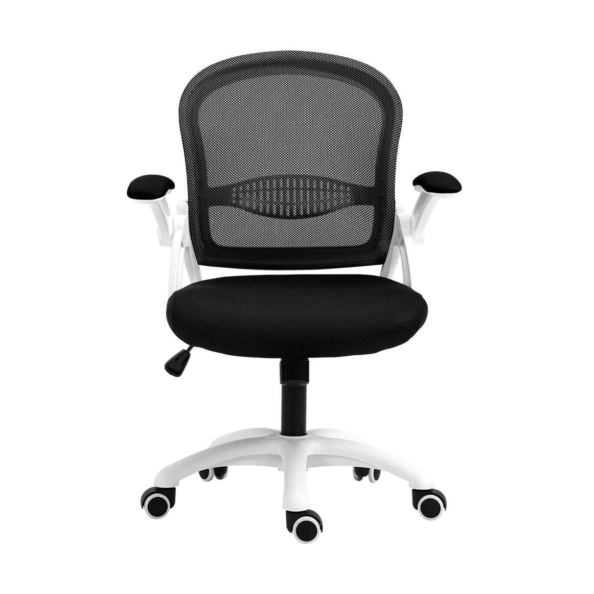Northam black and white mesh office chair with flip up armrests and nylon base