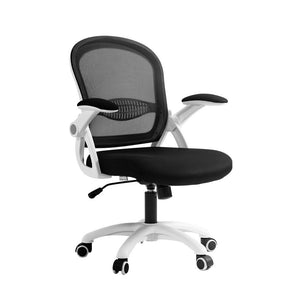 Gnowangerup black mesh mid back office chair with plywood frame in a home office