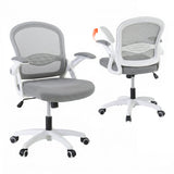 Northam grey and white mesh office chair with flip up armrests and nylon base
