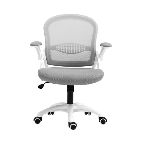 Northam grey and white mesh office chair with flip up armrests and nylon base