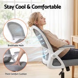 Northam grey and white mesh office chair with flip up armrests and nylon base
