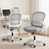Northam grey and white mesh office chair with flip up armrests and nylon base