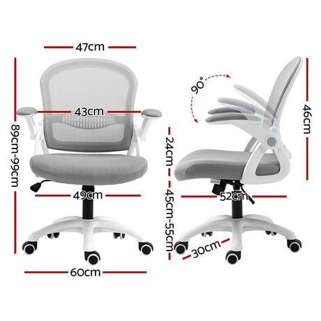 Northam grey and white mesh office chair with flip up armrests and nylon base