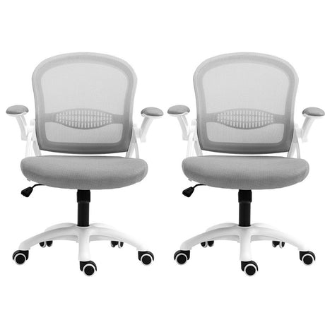 Northam grey and white mesh office chair with flip up armrests and nylon base
