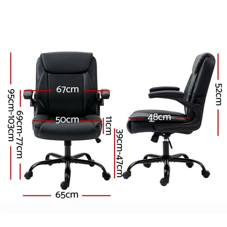 Toodyay black faux leather executive office chair with high back and metal base