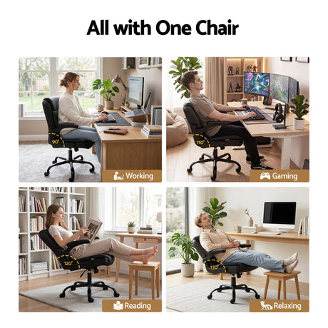 Toodyay black faux leather executive office chair with high back and metal base