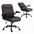 Toodyay brown faux leather executive office chair with high back and metal base