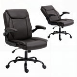 Toodyay brown faux leather executive office chair with high back and metal base