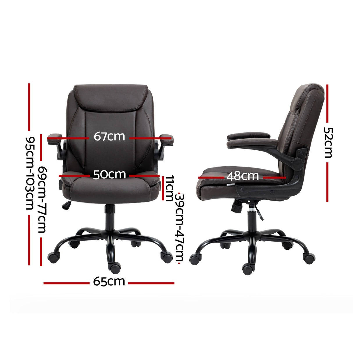 Toodyay brown faux leather executive office chair with high back and metal base