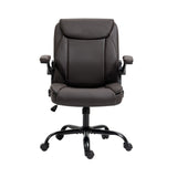 Toodyay brown faux leather executive office chair with high back and metal base