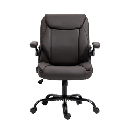 Toodyay brown faux leather executive office chair with high back and metal base