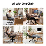Toodyay brown faux leather executive office chair with high back and metal base