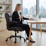 Toodyay brown faux leather executive office chair with high back and metal base
