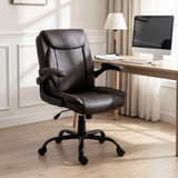 Toodyay brown faux leather executive office chair with high back and metal base