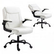 Toodyay white faux leather executive office chair with high back and metal base