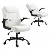 Toodyay white faux leather executive office chair with high back and metal base