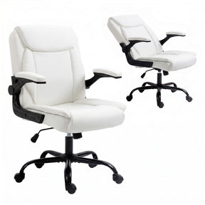 Toodyay white faux leather executive office chair with high back and metal base