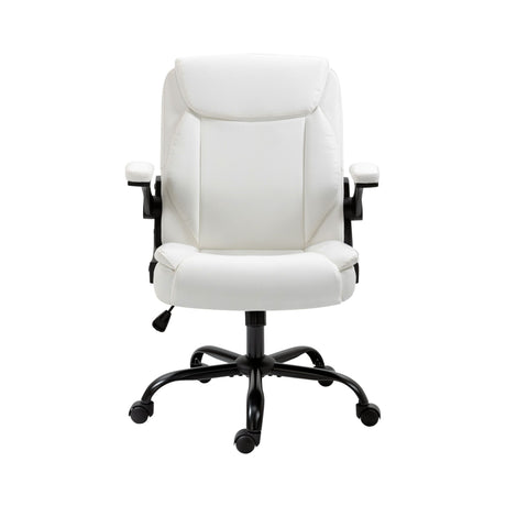 Toodyay white faux leather executive office chair with high back and metal base