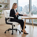 Toodyay white faux leather executive office chair with high back and metal base