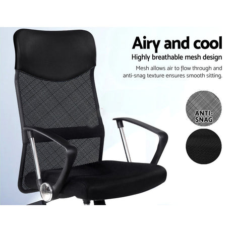 Artiss High-Back Mesh and Faux Leather Office Chair Black — Allure Home Collections