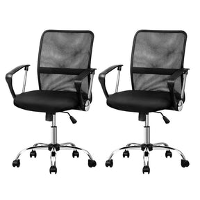 Two Carnarvon black mesh office chairs