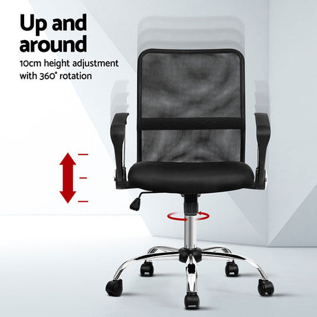Artiss Mid Back Mesh Office Chair - Black