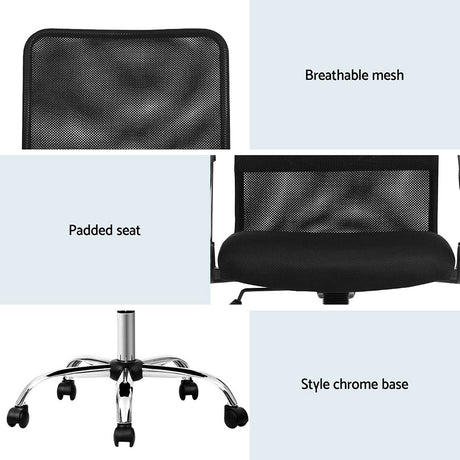 Artiss Mid Back Mesh Office Chair - Black