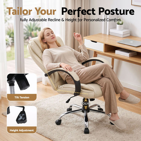 Margaret River beige faux leather executive office chair