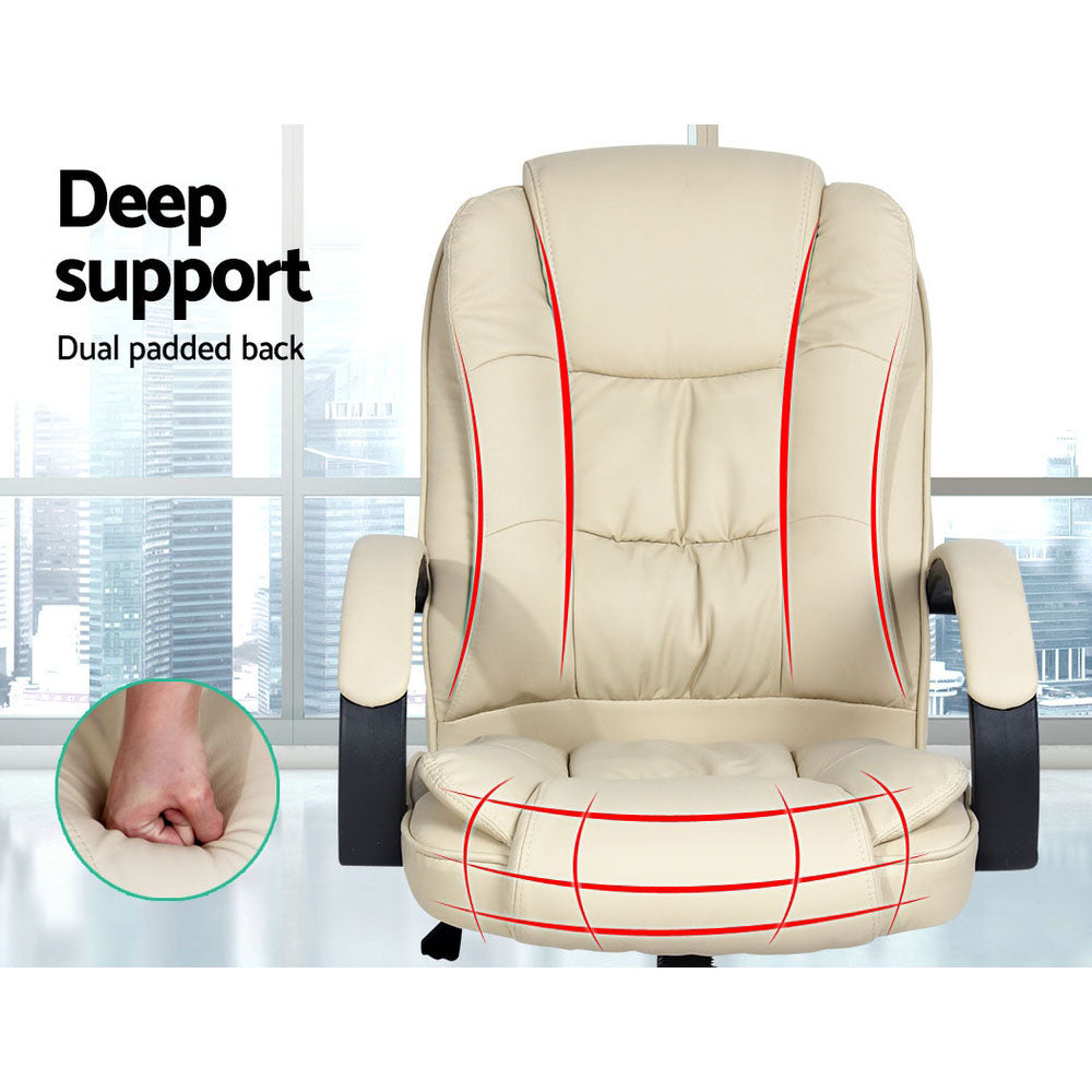 Artiss Beige Leather Executive Office Chair