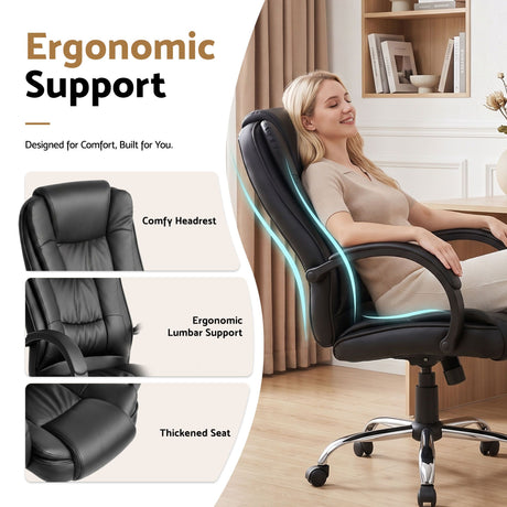 Margaret River black faux leather executive office chair