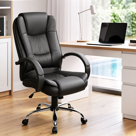 Margaret River black faux leather executive office chair