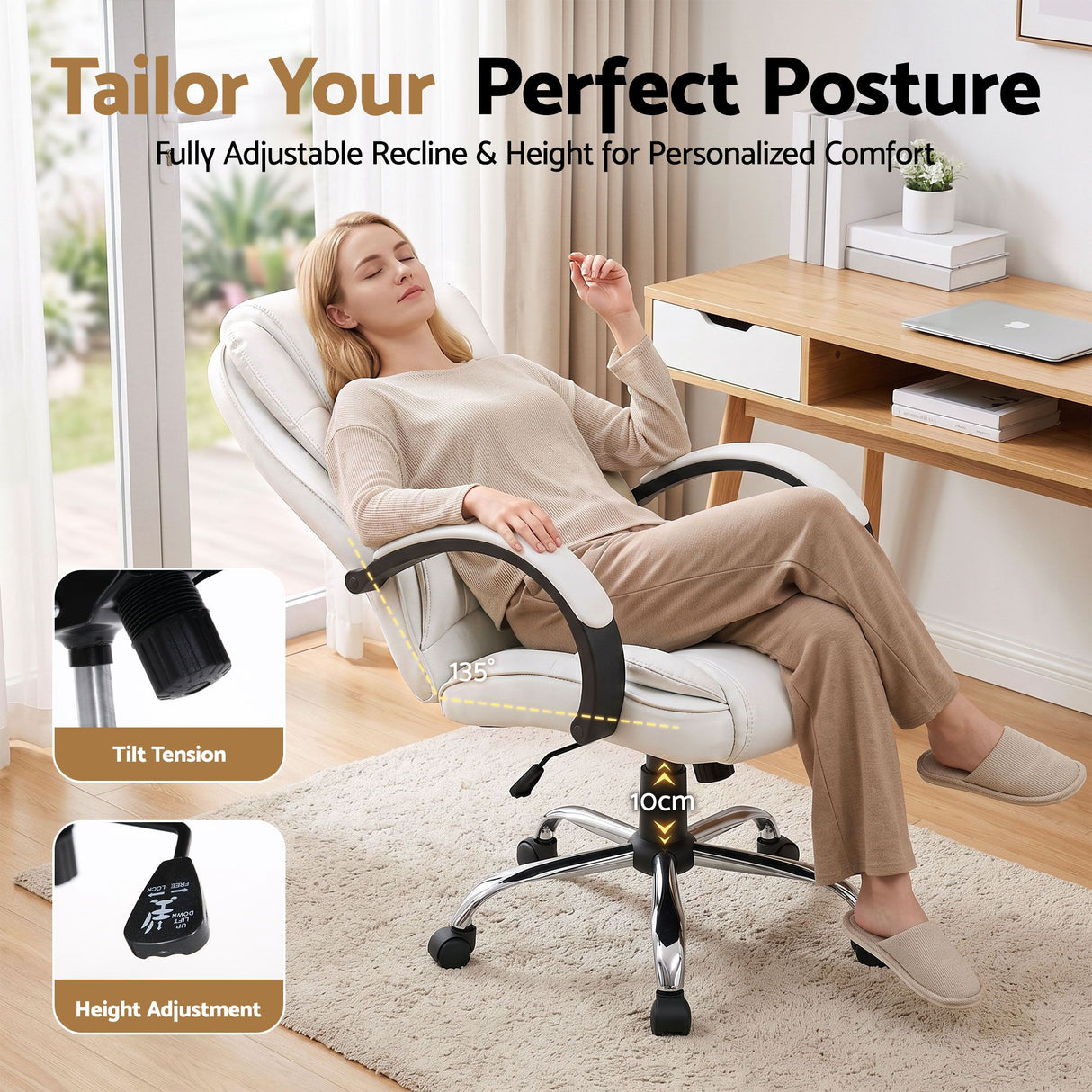 Margaret River white faux leather executive office chair