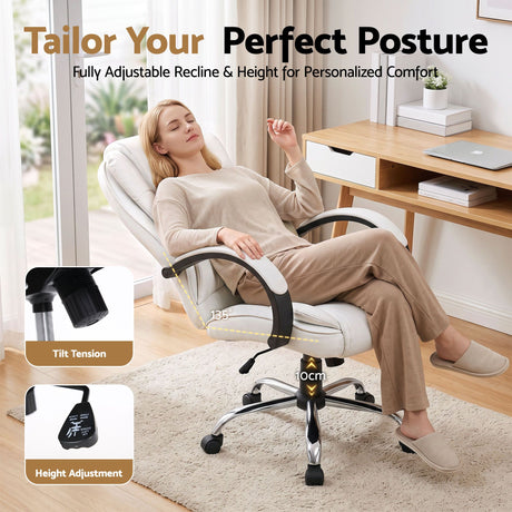 Margaret River white faux leather executive office chair