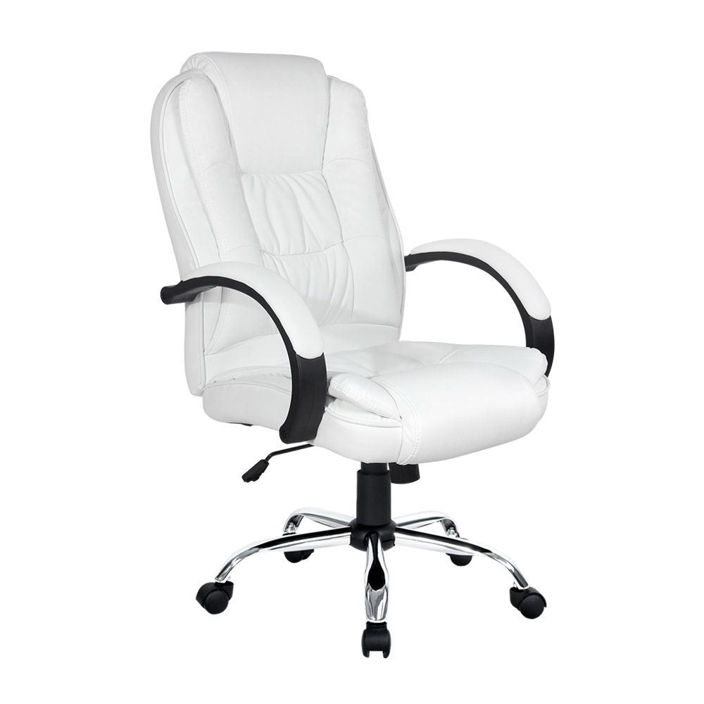 Artiss White Executive PU Leather Office Chair Premium High-Back — Allure Home Collections