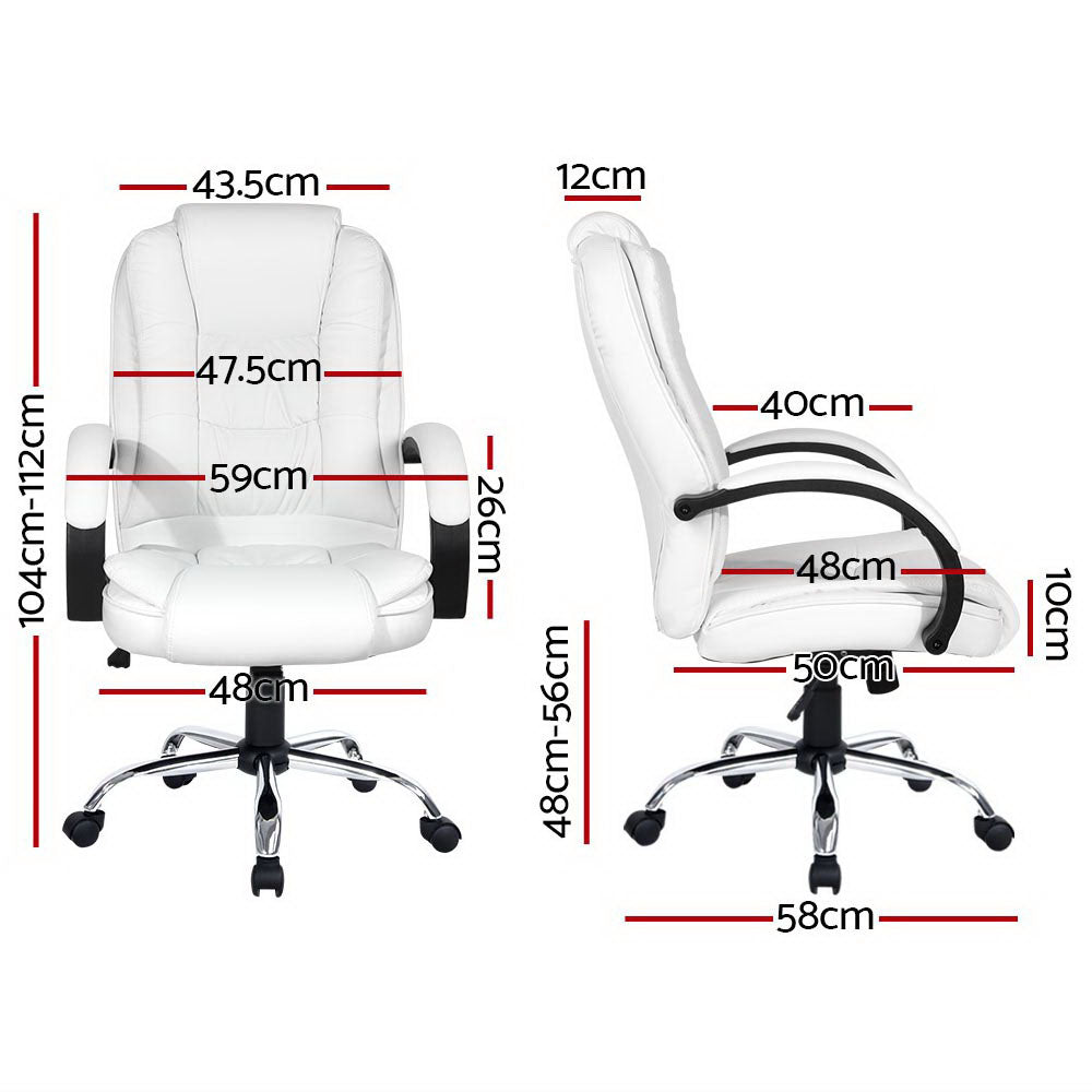 Artiss White Executive PU Leather Office Chair Premium High-Back — Allure Home Collections