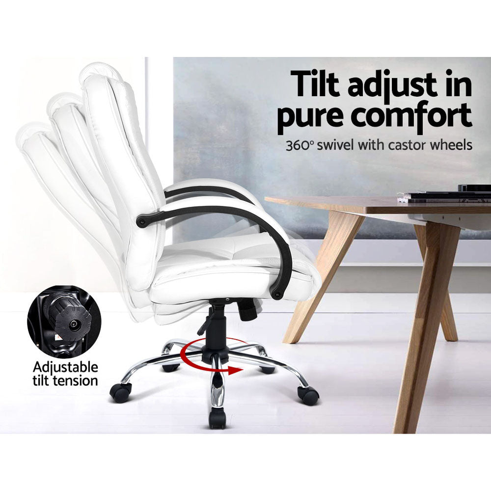 Artiss White Executive PU Leather Office Chair Premium High-Back — Allure Home Collections
