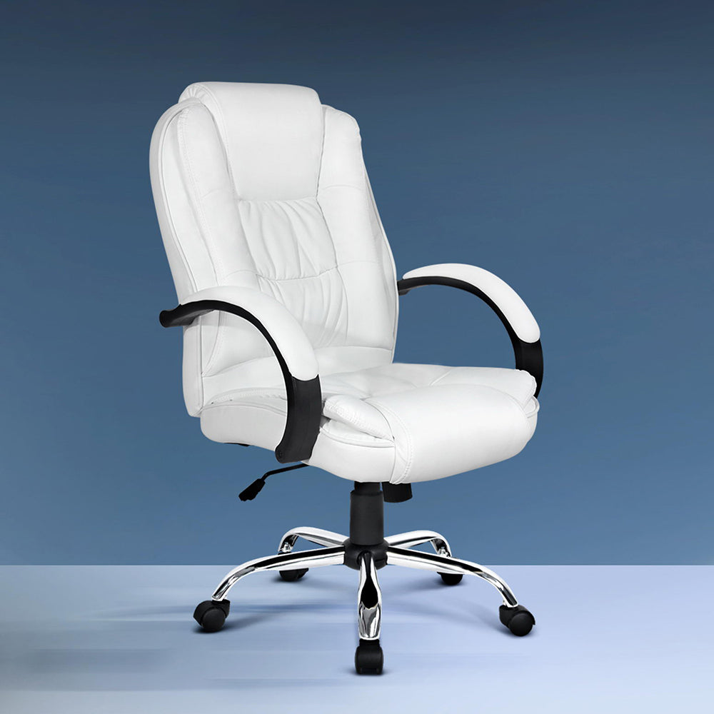 Artiss White Executive PU Leather Office Chair Premium High-Back — Allure Home Collections