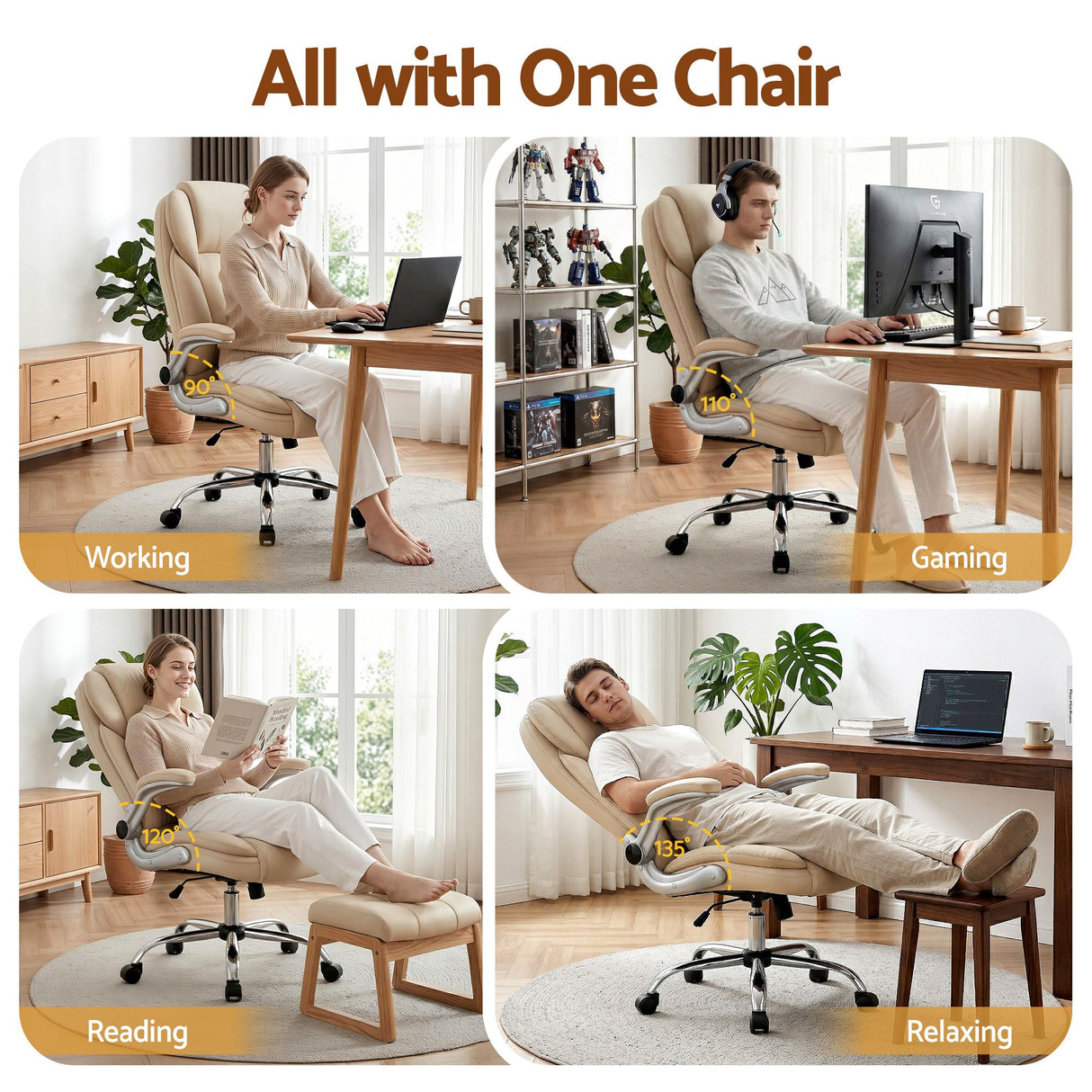 Northampton beige executive office chair in faux leather
