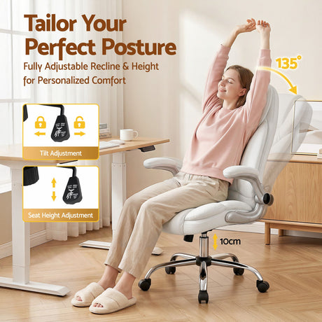 Northampton white executive office chair in faux leather