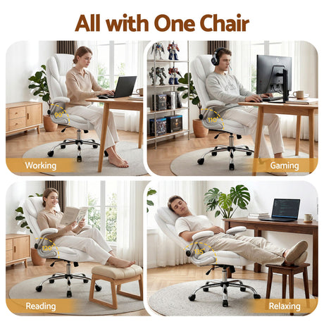 Northampton white executive office chair in faux leather