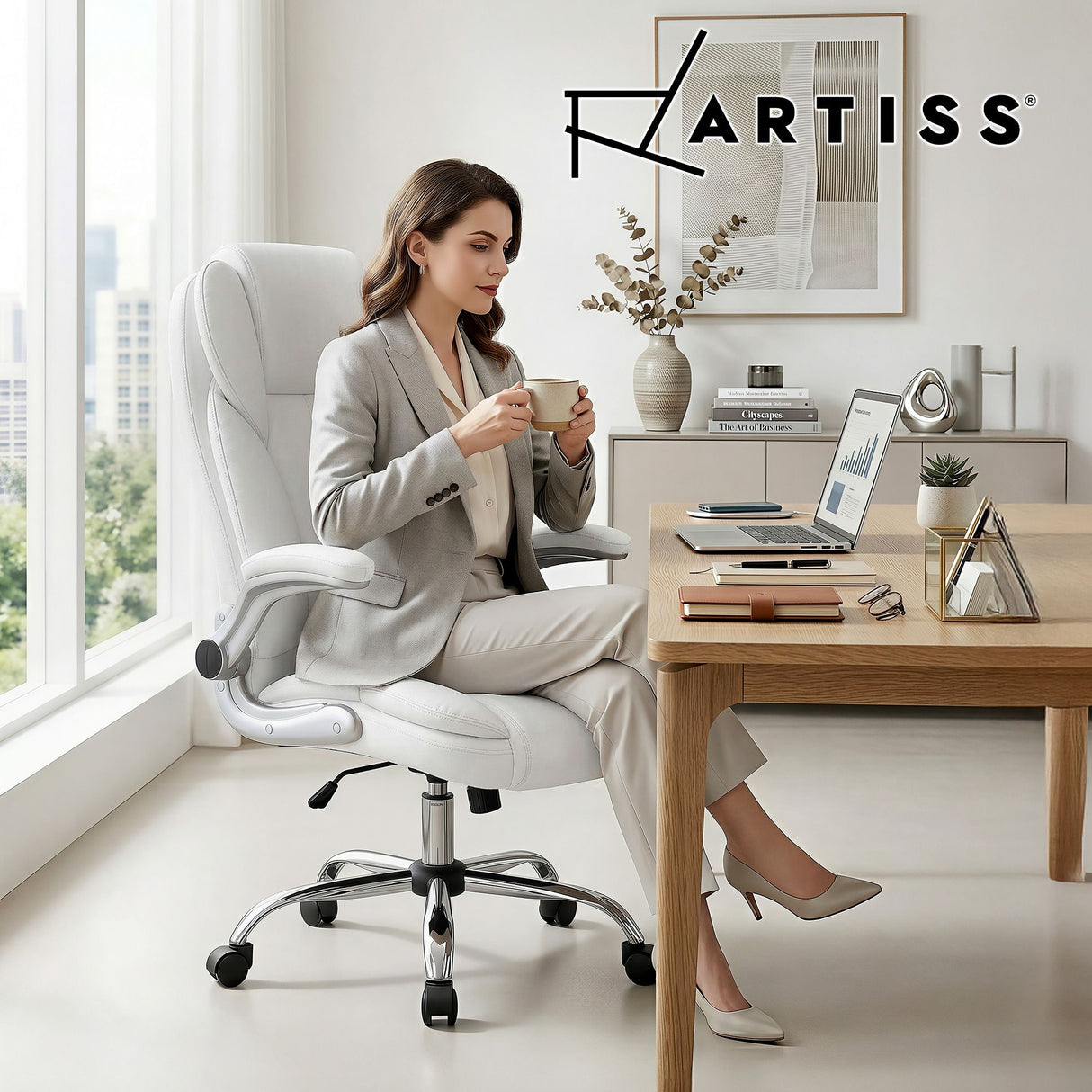 Northampton white executive office chair in faux leather