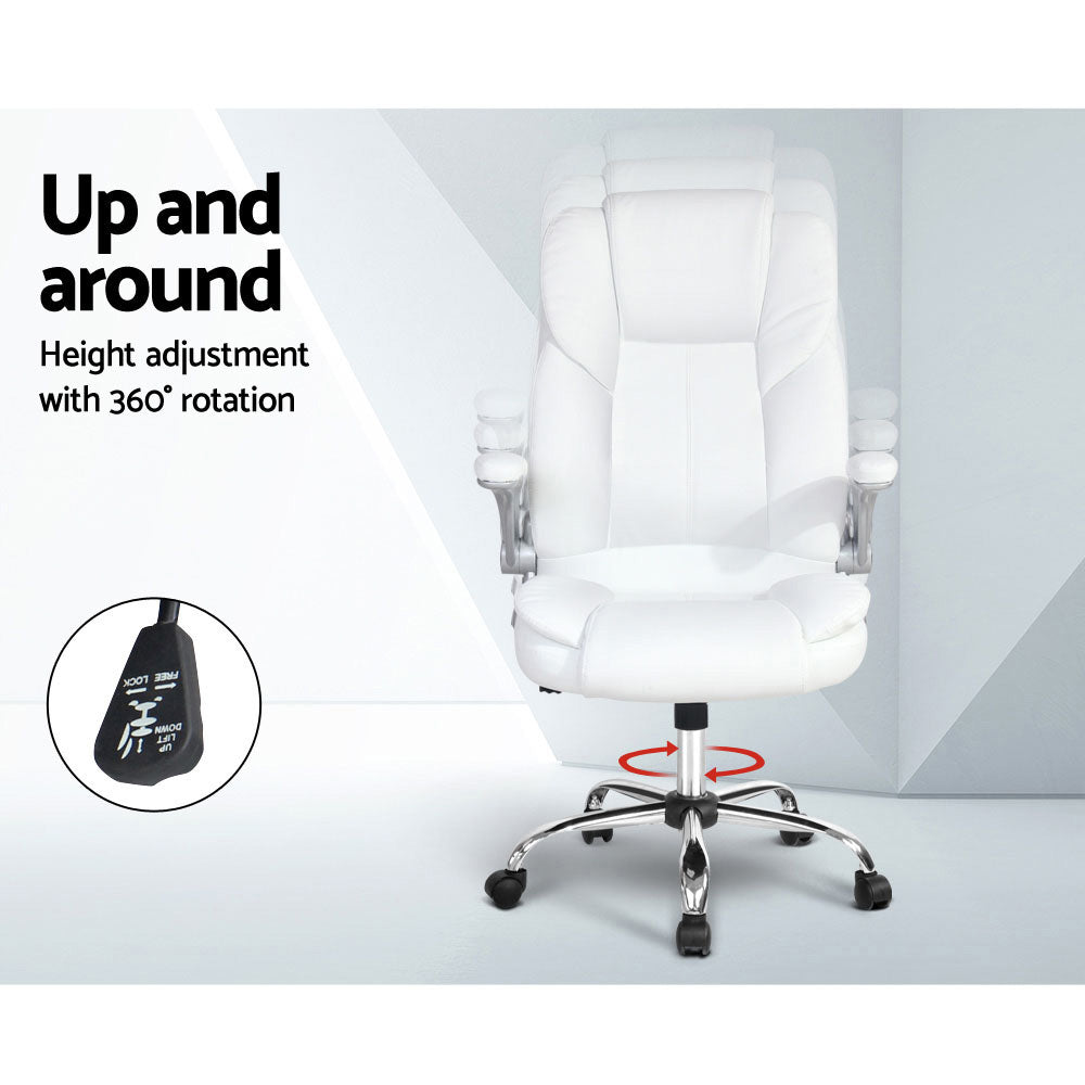 Artiss White Executive PU Leather Office Chair High-Back with Tilt Function — Allure Home Collections