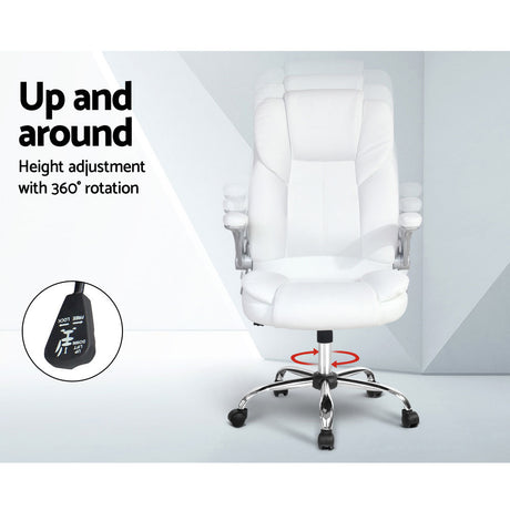 Artiss White Executive PU Leather Office Chair High-Back with Tilt Function — Allure Home Collections