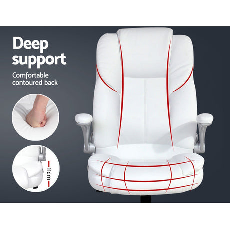 Artiss White Executive PU Leather Office Chair High-Back with Tilt Function — Allure Home Collections
