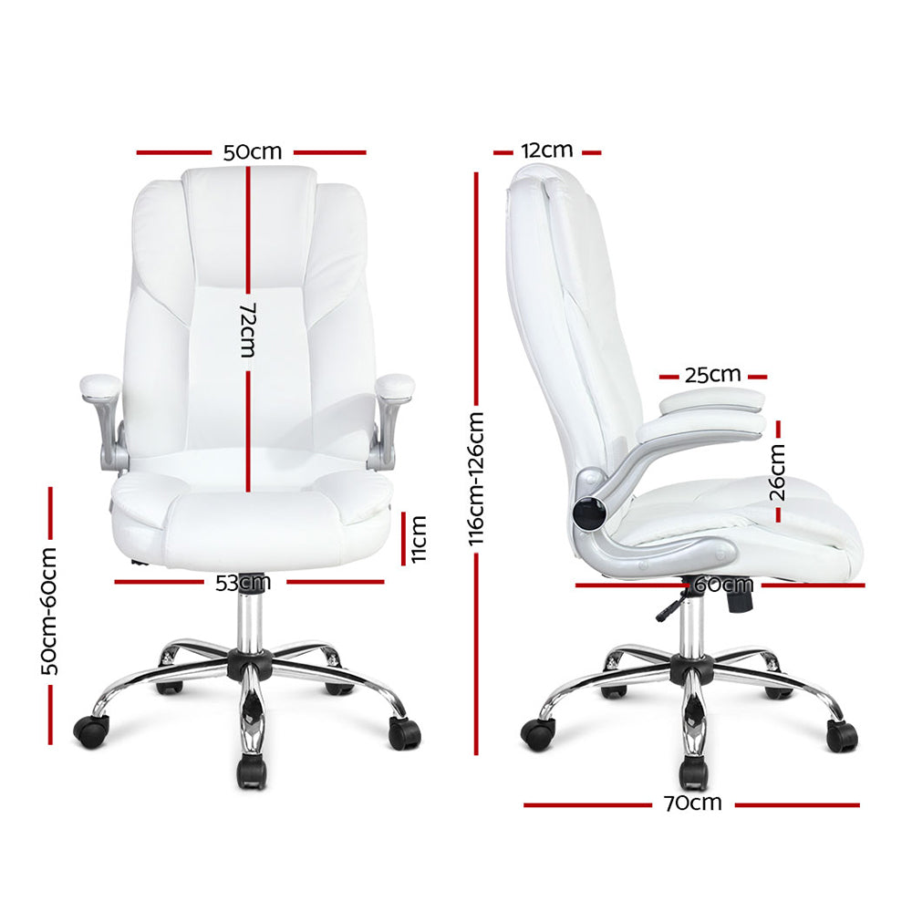 Artiss White Executive PU Leather Office Chair High-Back with Tilt Function — Allure Home Collections